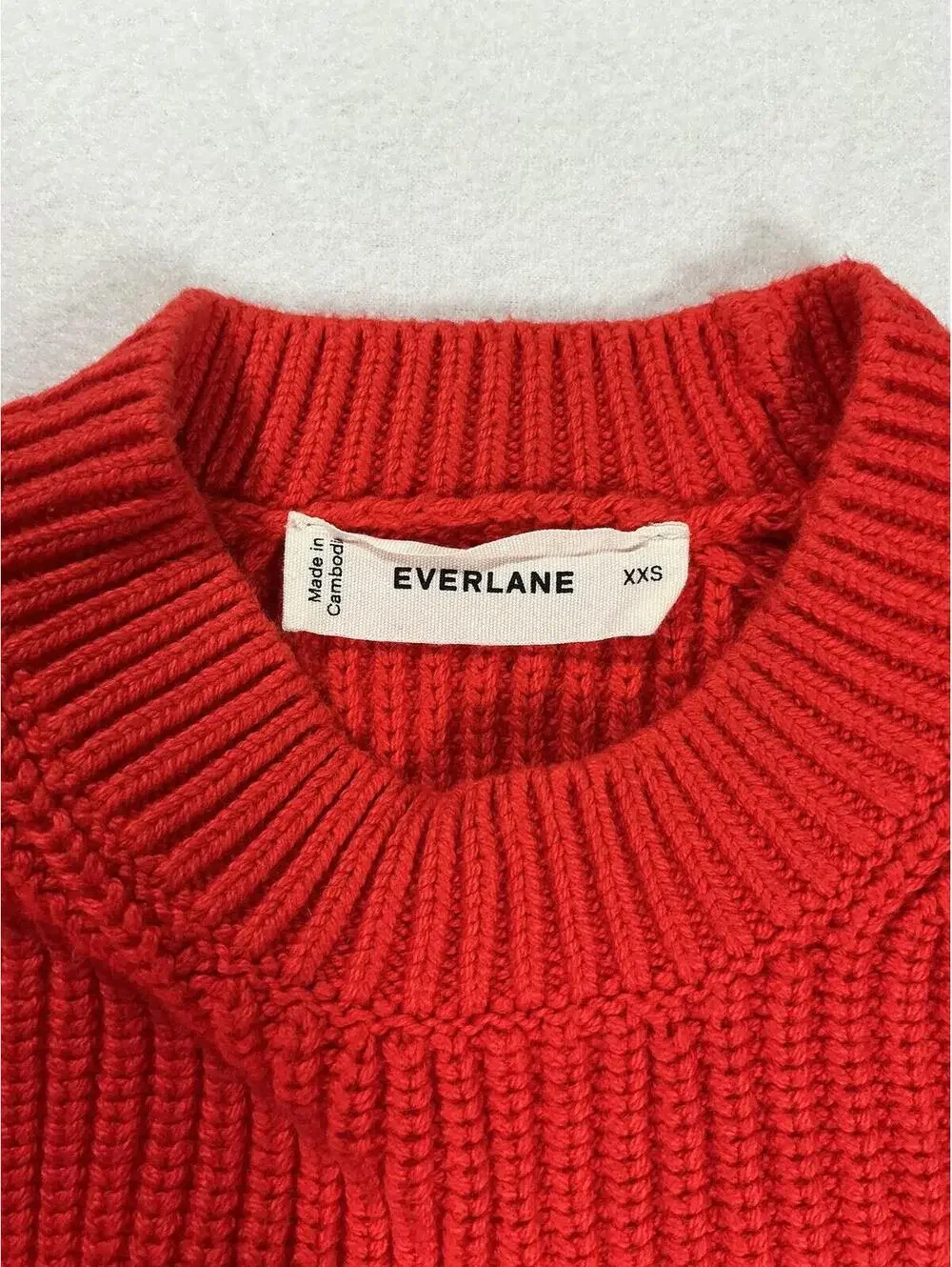 Everlane Red Ribbed Crewneck Sweater Organic Cotton XXS - Picture 5 of 8
